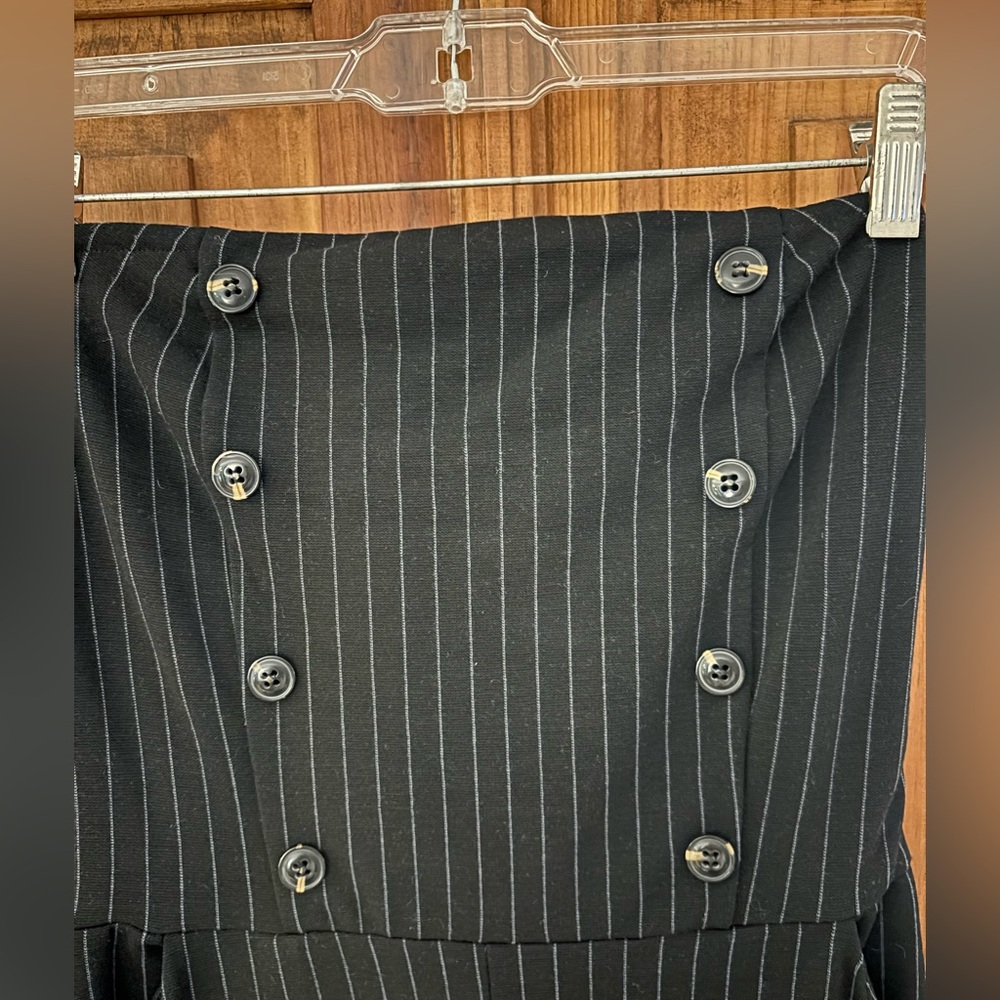 Anthropologie Maeve Dark Navy-Gray Pinstripe Jumpsuit - Picture 6 of 15